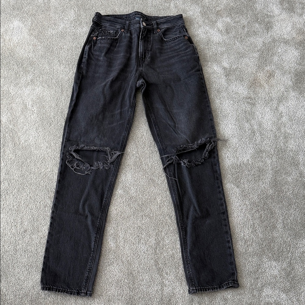 American Eagle Outfitters Strigid Distressed Black Jeans